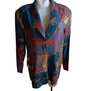 Women's P/L Vintage Jacket Petite Large Kensington Square Southwestern Blazer